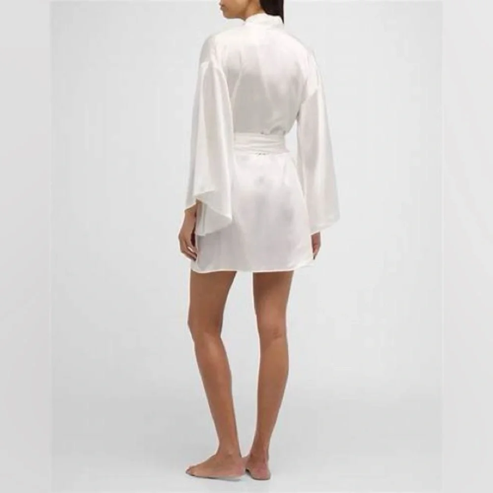 NWT! KIKI DE MONTPARNASSE Fringe Kimono Robe -Trim Silk Mini Kimono White Size M